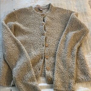 J. Crew Cream Teddy Cardigan Sweater with Button-Up Design- Medium